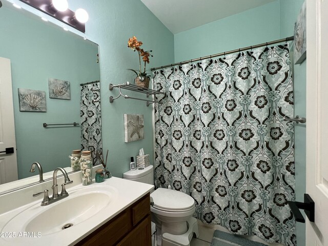 17545 W Canyon Ln, Goodyear, AZ 85338 - bathroom featuring toilet, curtained shower, and vanity