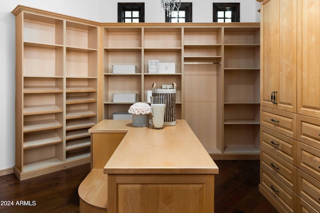 office area with dark hardwood / wood-style flooring