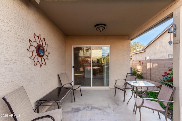 balcony featuring a patio area