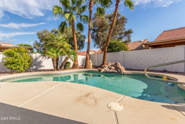 view of swimming pool with a patio area