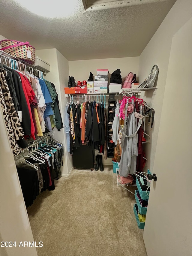 spacious closet with carpet floors