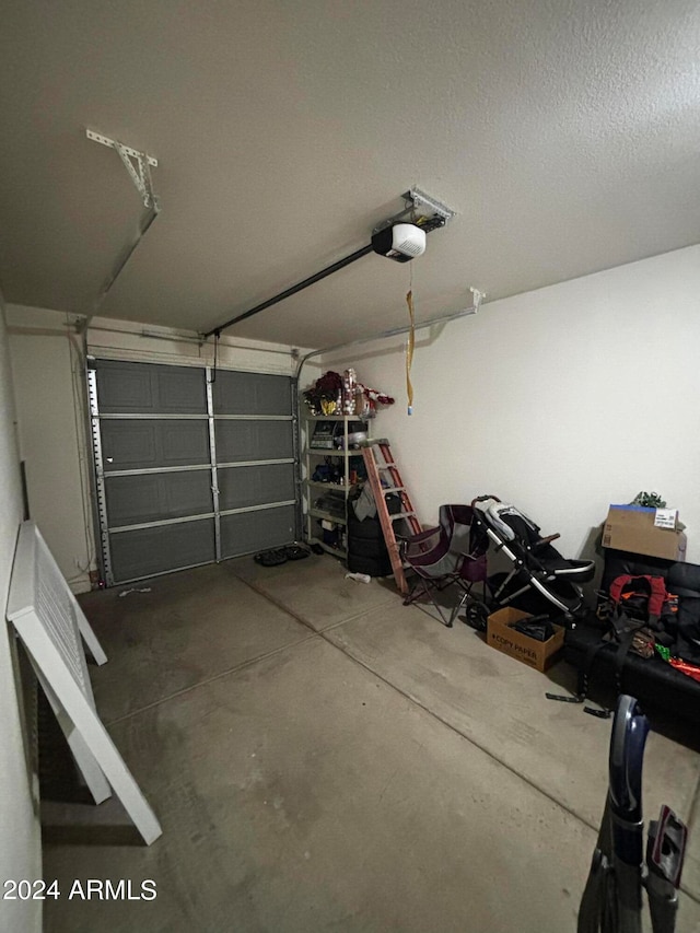 garage with a garage door opener