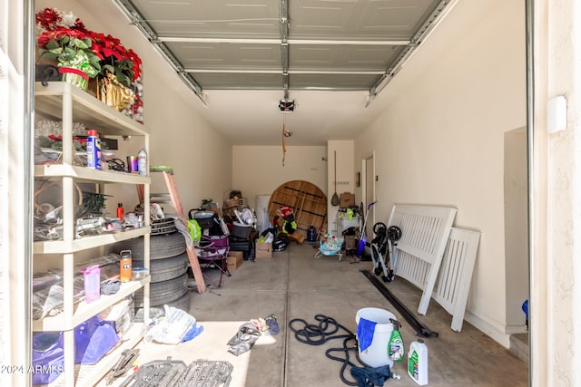 garage with a garage door opener