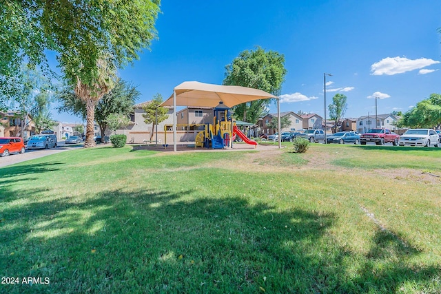 view of yard with a playground