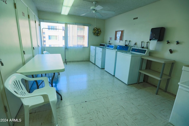 washroom with ceiling fan and separate washer and dryer