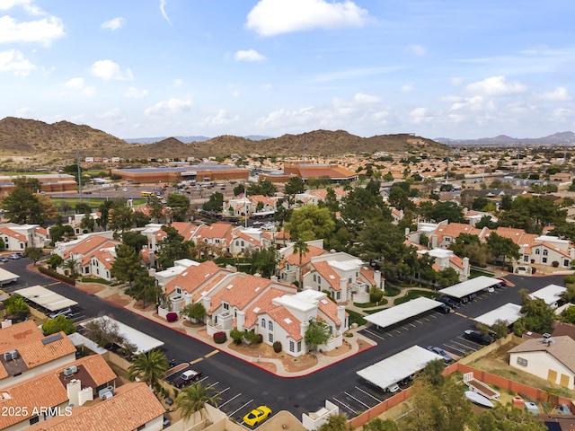 aerial view with a mountain view and a residential view