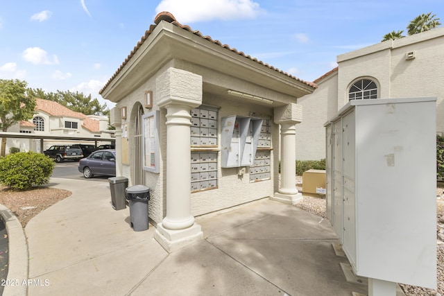 exterior space featuring mail area
