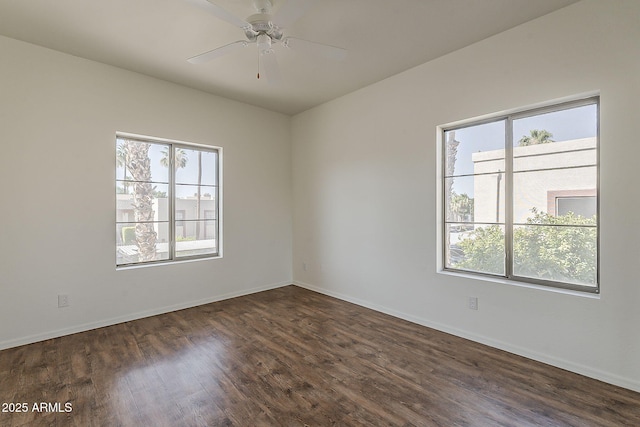 205 N 74th St Unit 261, Mesa, AZ 85207 - empty room featuring healthy amount of natural light, dark wood-style flooring, and ceiling fan