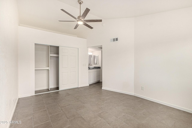 3039 W Ross Ave, Phoenix, AZ 85027 - unfurnished bedroom with high vaulted ceiling, a closet, ceiling fan, and baseboards