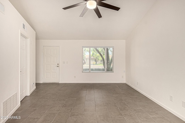 3039 W Ross Ave, Phoenix, AZ 85027 - tiled spare room featuring a ceiling fan, lofted ceiling, and baseboards