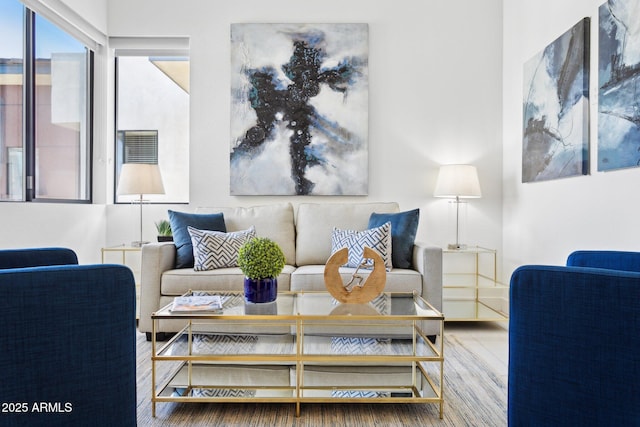 living area featuring wood finished floors