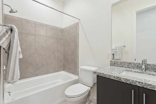 full bathroom featuring vanity, shower / bathing tub combination, and toilet
