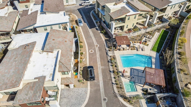 bird's eye view with a residential view