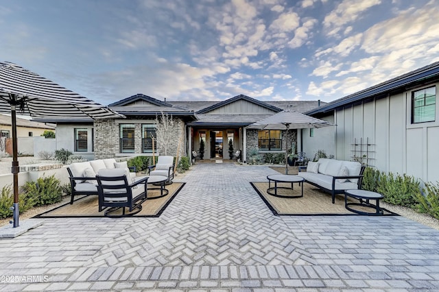 view of patio / terrace featuring an outdoor living space