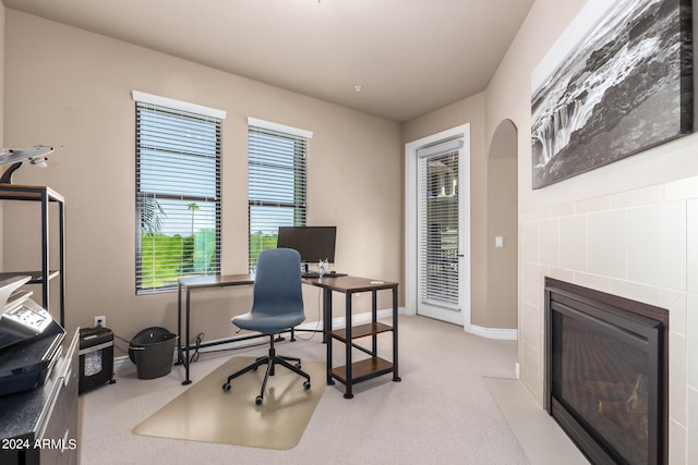 office featuring light colored carpet