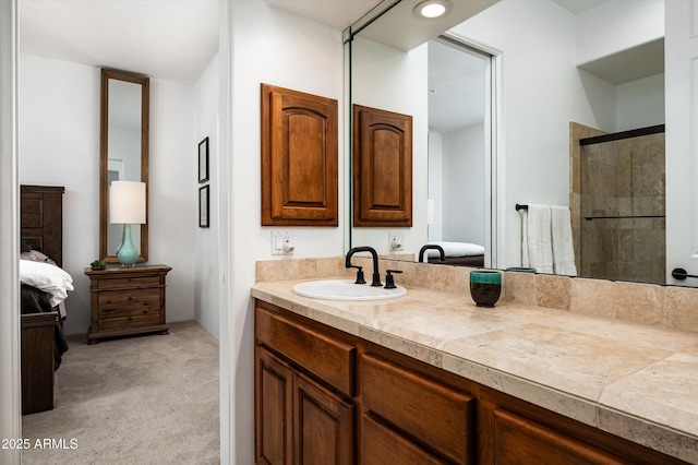 7025 E Ashler Hills Dr, Scottsdale, AZ 85266 - bathroom featuring connected bathroom, tiled shower, and vanity