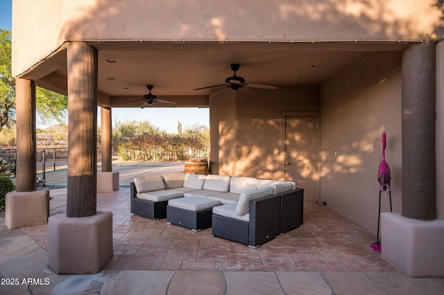 7025 E Ashler Hills Dr, Scottsdale, AZ 85266 - view of patio featuring ceiling fan and outdoor lounge area