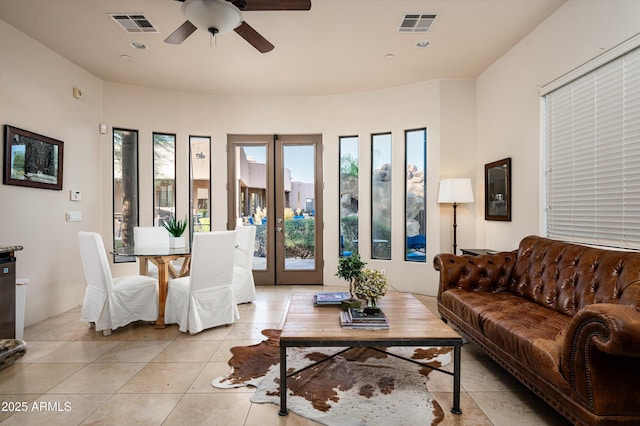 7025 E Ashler Hills Dr, Scottsdale, AZ 85266 - living room with ceiling fan and light tile patterned floors