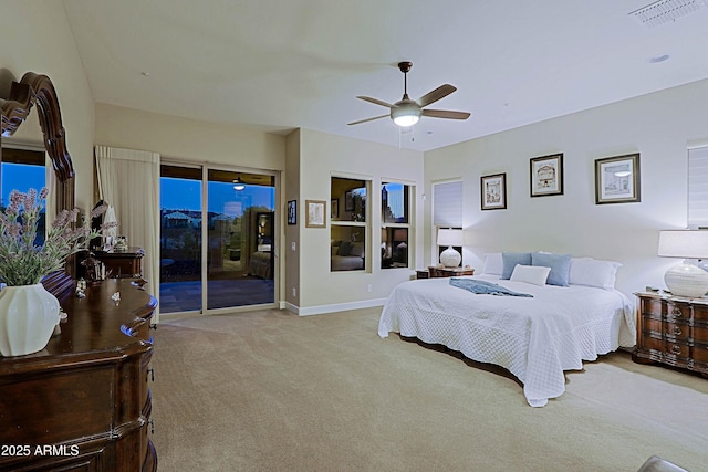 17249 E Fort Verde Rd, Rio Verde, AZ 85263 - carpeted bedroom with access to outside, ceiling fan, and baseboards