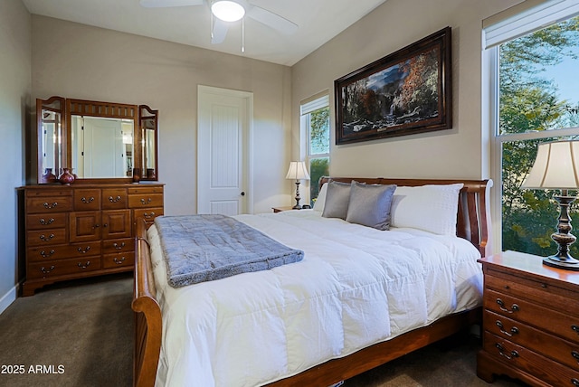 17249 E Fort Verde Rd, Rio Verde, AZ 85263 - bedroom featuring dark colored carpet and a ceiling fan