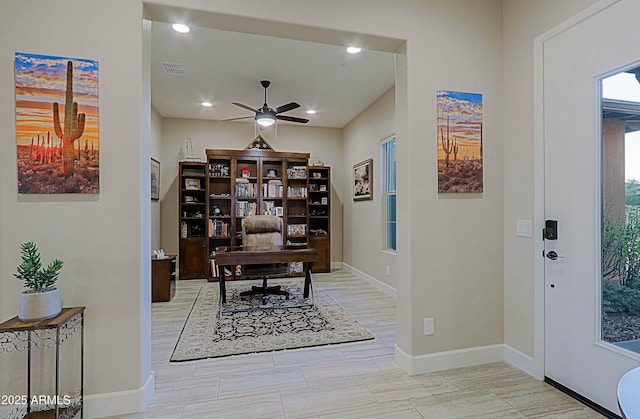 17249 E Fort Verde Rd, Rio Verde, AZ 85263 - office space with a ceiling fan, recessed lighting, and baseboards
