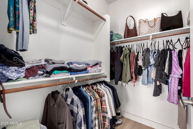 spacious closet with wood finished floors