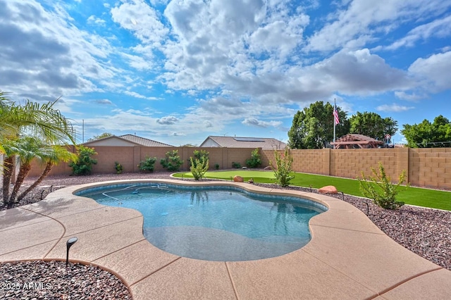 view of swimming pool with a patio area