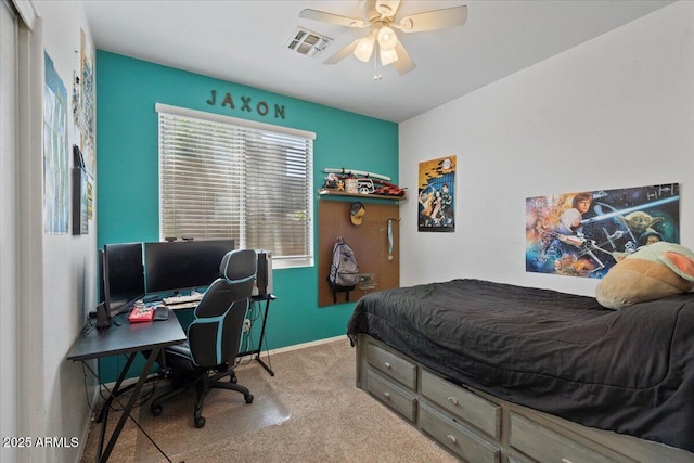 384 N Scott Dr, Chandler, AZ 85225 - carpeted bedroom featuring visible vents, a ceiling fan, and baseboards