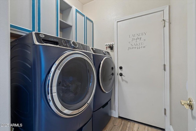 384 N Scott Dr, Chandler, AZ 85225 - washroom featuring light wood finished floors, washing machine and clothes dryer, and laundry area