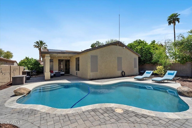 384 N Scott Dr, Chandler, AZ 85225 - view of pool with a fenced backyard, a patio area, a fenced in pool, and an outdoor hangout area