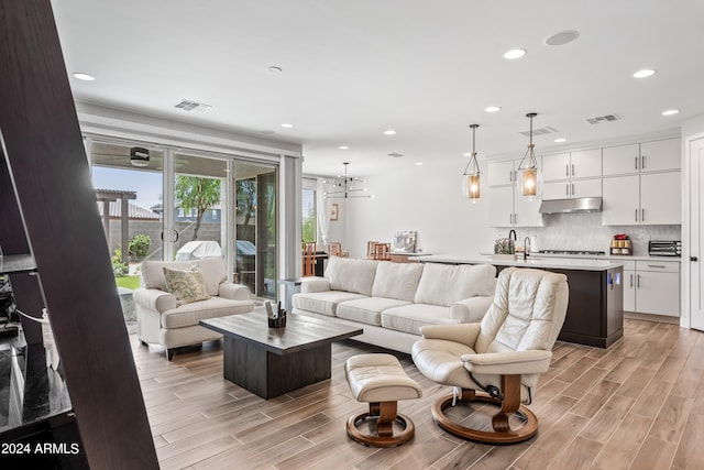 living room featuring light hardwood / wood-style floors