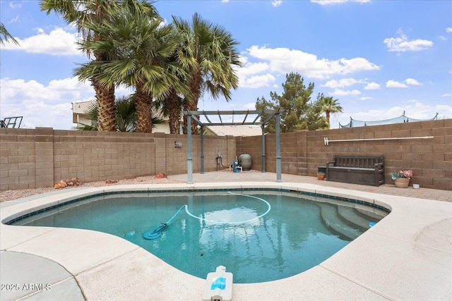 1520 E Flint St, Chandler, AZ 85225 - view of swimming pool featuring a patio area, a pergola, a fenced in pool, and a fenced backyard