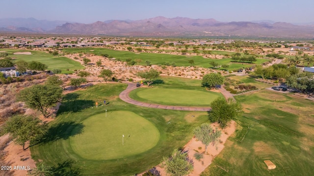 drone / aerial view featuring a mountain view