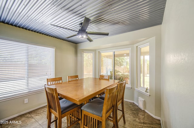 5424 E Florian Ave, Mesa, AZ 85206 - dining area featuring tile patterned flooring, a ceiling fan, and baseboards