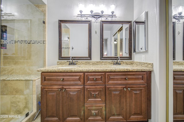 5424 E Florian Ave, Mesa, AZ 85206 - full bathroom with double vanity and tiled shower