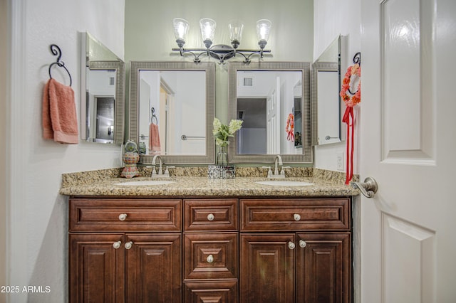 5424 E Florian Ave, Mesa, AZ 85206 - full bathroom with double vanity and a chandelier