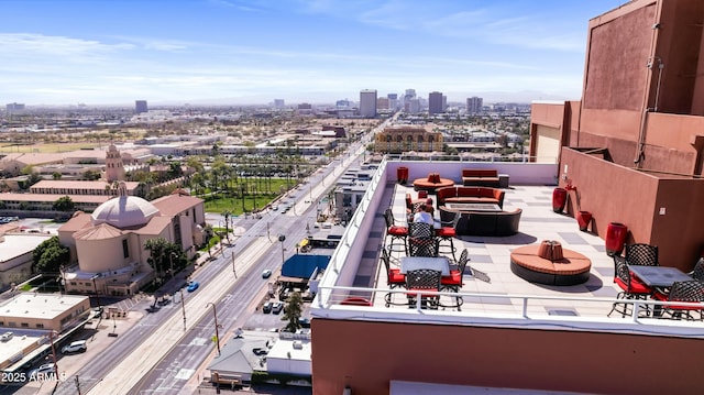 drone / aerial view featuring a city view