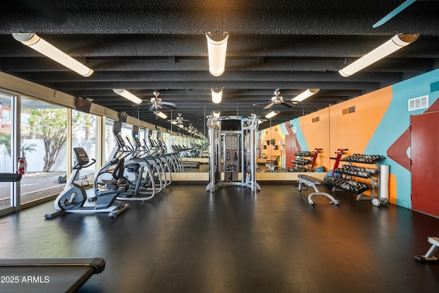 gym featuring visible vents