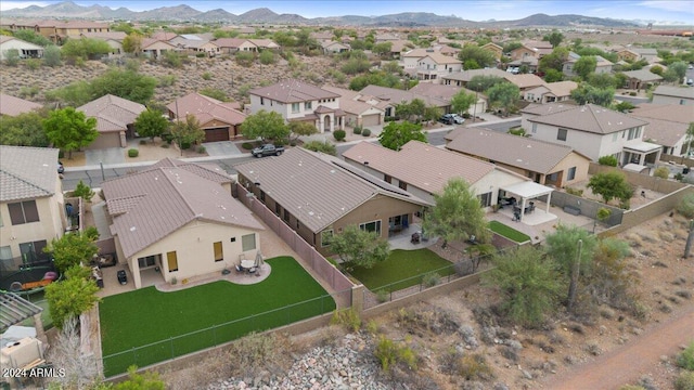 bird's eye view with a mountain view