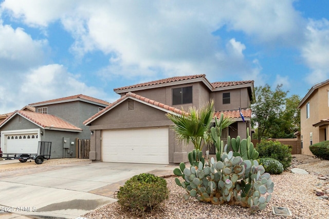 view of front of property with a garage