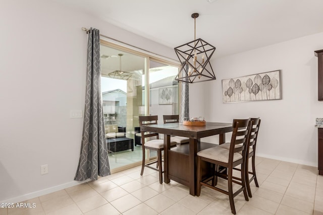 dining area with light tile patterned floors