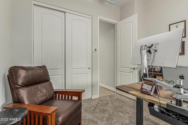 view of carpeted office space