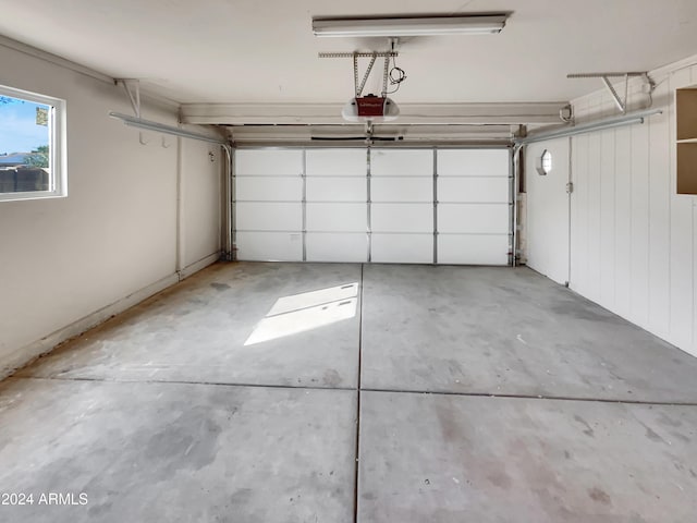 garage with a garage door opener