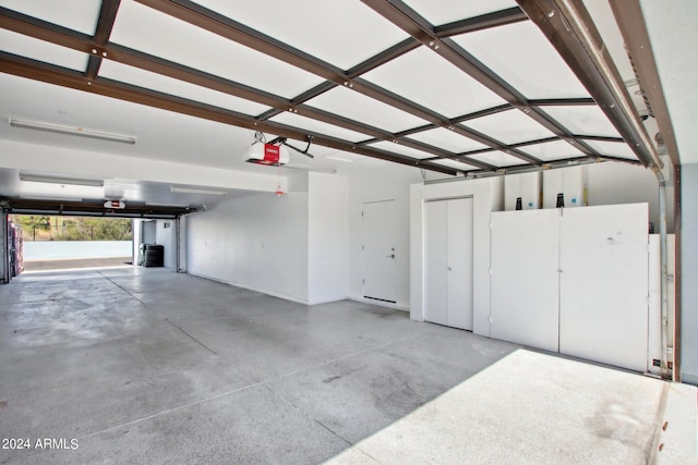 garage with a garage door opener