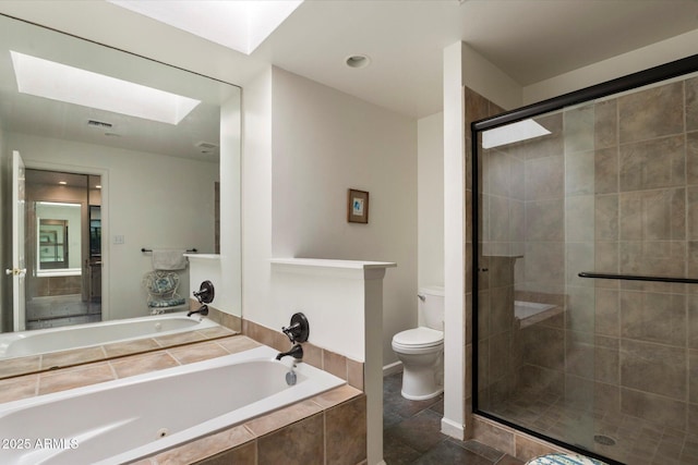 4015 N 78th St Unit 135, Scottsdale, AZ 85251 - bathroom with a bath, a stall shower, a skylight, and recessed lighting