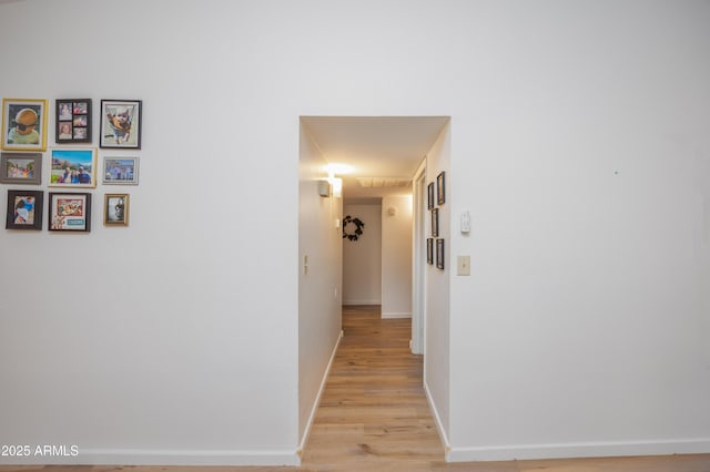 hall featuring light wood-type flooring