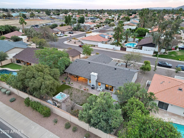 aerial view with a residential view