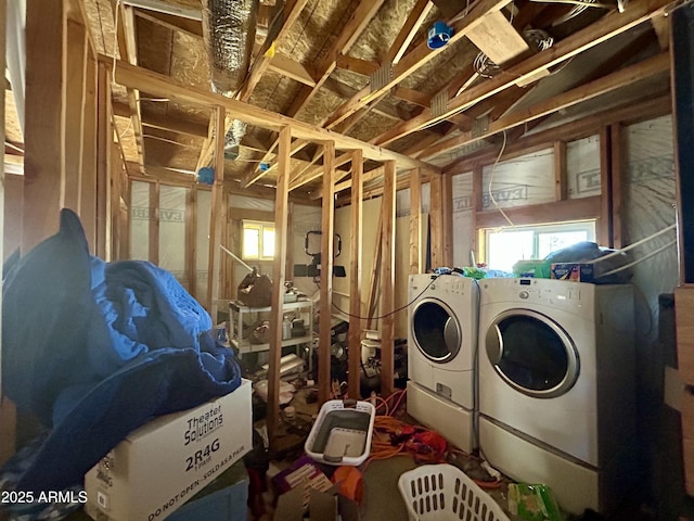 laundry room featuring independent washer and dryer and plenty of natural light