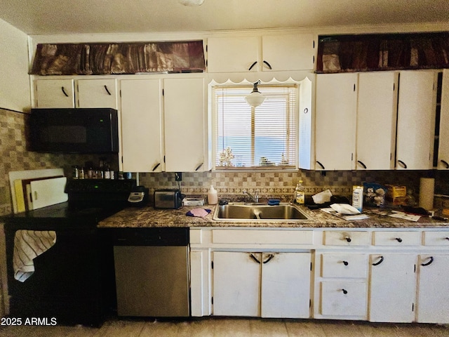 kitchen featuring dishwasher, sink, and white cabinets