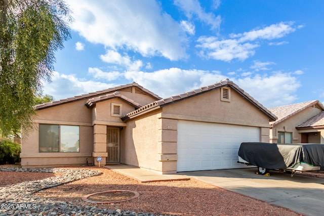 view of front of house with a garage